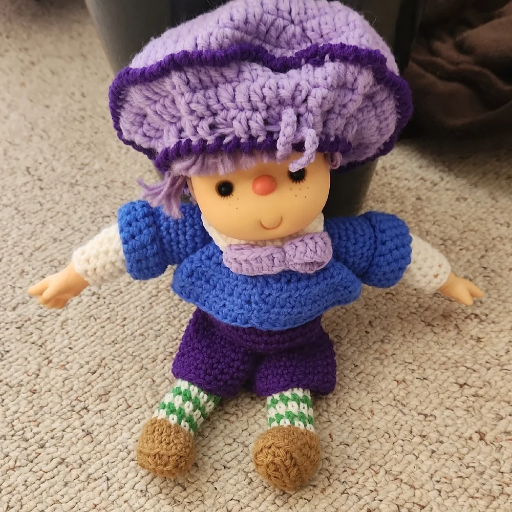 Vintage Ice Cream Dumplin Purple And Blue Crochet Doll
